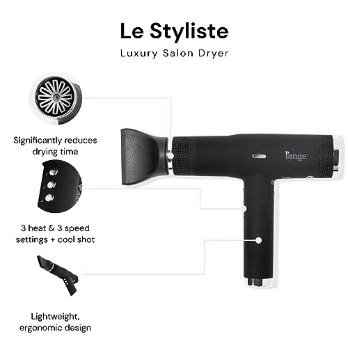 Image of L'ANGE HAIR Le Styliste Hair Dryer | Quiet Brushless Blow Dryer with Diffuser, 1875 Watts for 4X Faster Drying, 3 Heat & Speed Settings