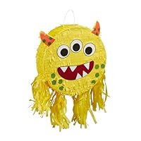 Relaxdays Pinata, lustiges Monster, zum Aufhängen, Kinder, Mädchen & Jungs, Geburtstag, Piñata zum selbst Befüllen, bunt
