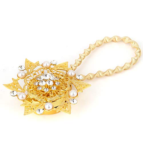 Magnetic Curtain Tieback Holdback, Beautiful Spring Magnetic Curtain Tiebacks, Rhinestone Curtain Buckle Clips Curtain Clips Buckle Holder Window Decoration(Gold)
