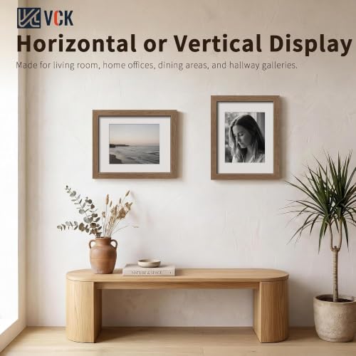 Image of VCK 11x14 Picture Frame 5 Pack, Walnut Exclusive Wood, HD Glass, for Photo