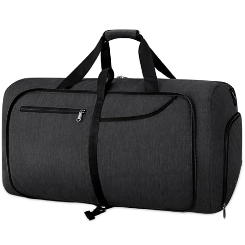 RAINSMORE Faltbare Reisetasche Groß 120L Leichte Sporttasche mit Schuhfach für Herren Damen Reisetaschen Handgepäck Tasche Weekender Saunatasche Schwarz RAINSMORE Faltbare Reisetasche Groß 120L Leichte Sporttasche mit Schuhfach für Herren Damen Reisetaschen Handgepäck Tasche Weekender Saunatasche Schwarz