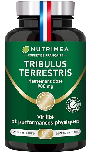 TRIBULUS TERRESTRIS - Extrait Titré en Saponines 10:1 - Source d'Energie pour Performances Sportives, Endurance & Croissance Musculaire - 600 mg - 120 Gélules Vegan - Nutrimea - Fabriqué en France