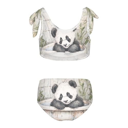 Watercolor Panda Cub in Tub Girls Bikini Sets 2 Piece Swimsuits Bathing Suit Swimwear2