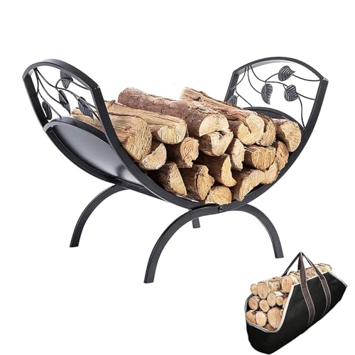 Support à bûches d'intérieur avec accessoires de cheminée en métal - 2