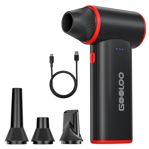 GOOLOO F3 Compressed Air Duster, 150000RPM Duster for Cleaning, 3-Gear Rechargeable Electric Air Blower with Fast Charging, Cordless Mini Blower for PC, Computer, Car, Keyboard, Outdoor