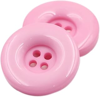 Blausky 10 botones de colores, de plástico, 4 ojales, de resina, redondos, pequeños, para coser, tejer, manualidades, manualidades, decoración, color rosa, 25 mm