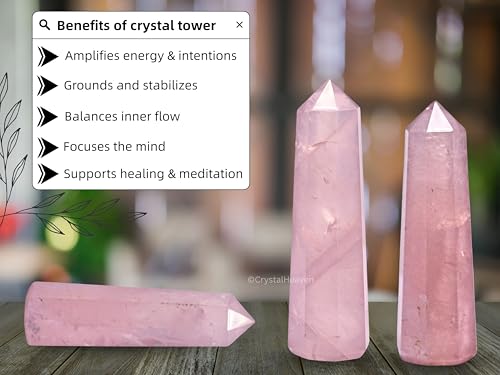 Image of Certified Rose Quartz Crystal Tower Obelisk Point for Chakra