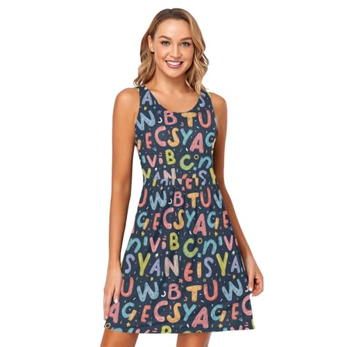 Image of ALAZA Women's Summer Dress Sun Dress Sleeveless with Pockets
