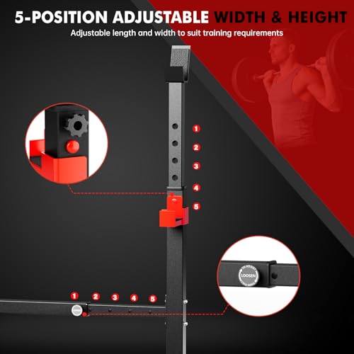 Image of Adjustable Squat Rack, 550LBS Multi-Function Barbell Rack for Weight Lifting and Home Gym Fitness Workout Portable Squat Bench Press - Great for Beginners