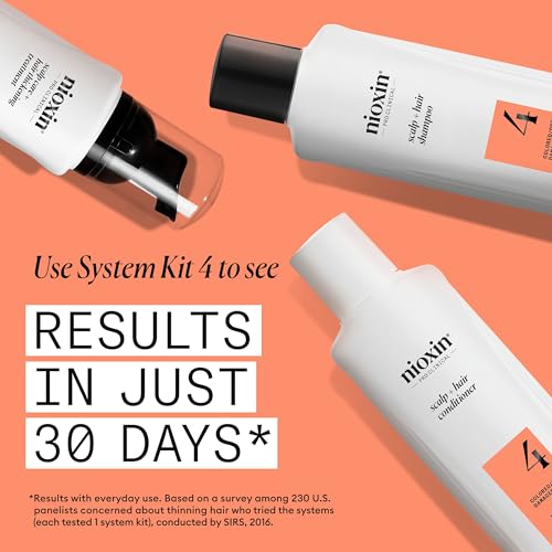 Nioxin System 4 Scalp + Hair Conditioner | For Colored or Damaged Hair with Progressed Thinning | With Niacinamide and Biotin | 10 Fl oz.