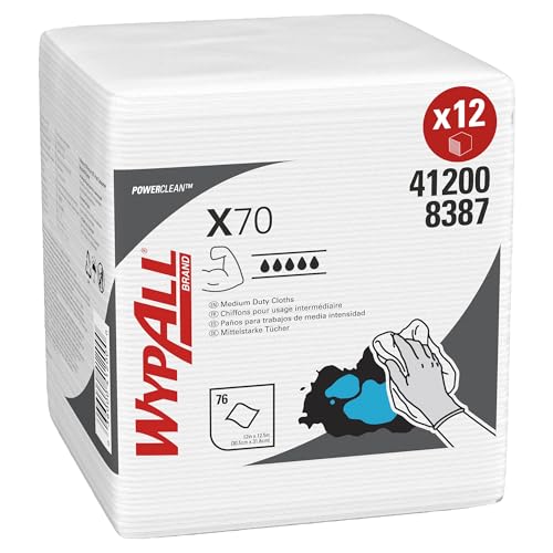 WypAll® X70 Power Clean™ Reinigungstücher 8387, wiederverwendbare saugfähige Wischtücher für vielseitiges und effizientes Wischen, 12 Packungen x 76 Tücher (insg. 912 Tücher)