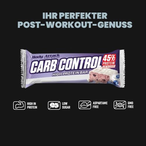 Body Attack Carb Control Crunchy Chocolate - 15 x 100 g Riegel - Fitness Protein Riegel mit mehr als 45% Eiweiß aus Milch- und Molkenisolat… – Ansicht 4