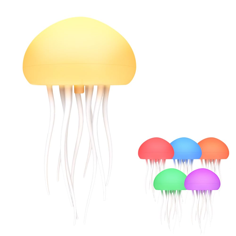 RuiDay LED Atmosphere Light - USB Rechargeable Jellyfish Lamp with 2 Modes, Full Color Gradient, Sensory Light for Home Office Room or Desktop Decoration (Hanging Type)