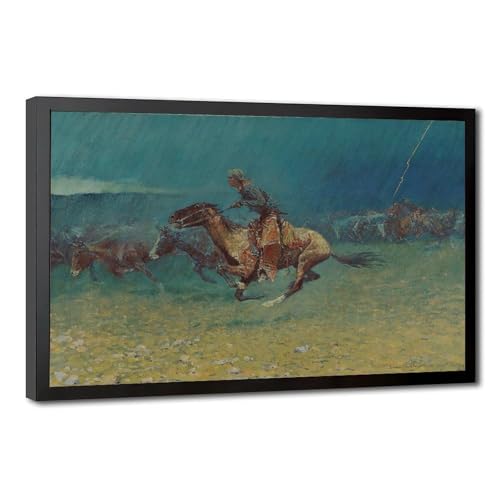 Impression sur toile The Stampede de Frederic Remington grand tableau mural chambre