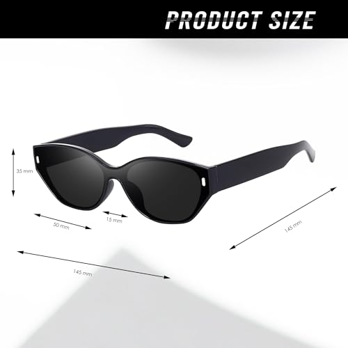 Image of IFLASH Retro Oval Cat Eye Sunglasses for Women Y2k Trendy Narrow Sunnies Designer Sun Glasses