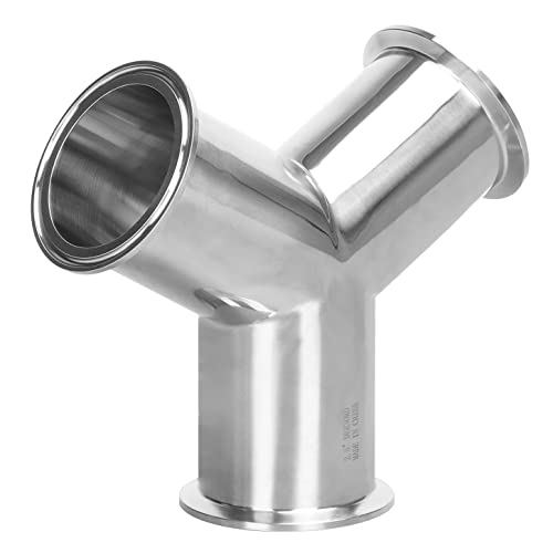 Image of DERNORD Tri Clamp Wye Clamp End True Y Type Cross Tee Tube Stainless Steel 304 Three Way Elbow 2.5 Inch Pipe OD