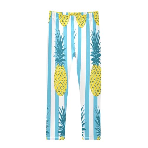 Bolaz Toddler Girls Leggings Printed Yoga Pants Leggings Yellow Pineapple Blue Stripe for Kids