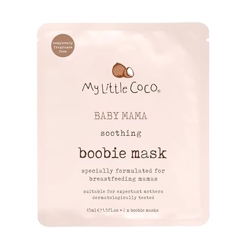My Little Coco BABY MAMA Soothing Boobie Mask 42ml | 2 Hydrating Masks with Coconut Oil & Rosehip for Nourished Skin | Dermatologically Tested Vegan Pregnancy Safe Ideal for Sensitive Skin