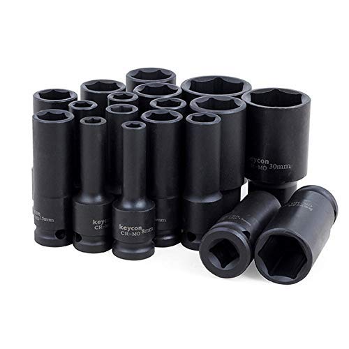 Be-Tool 1 douille à chocs pneumatique universelle 1/2' - 24mm - 6 pans - Tête de clé à douille pour clé à chocs électrique, noir