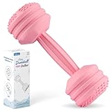 Baby Dumbbell Toy - Silicone Dumbbell Teether Toys Weight Rattle Sensory Toy for Babies - Great Gift for Baby and Toddler Girls or Boys (Pink)