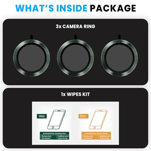 Image of FIRST MART Green Camera Ring Guard Protector for Samsung Galaxy S24 Ultra | Tempered Glass with Metal Alloy Rings, HD Clear, Scratch Resistant, Case-Friendly | Pack of 1