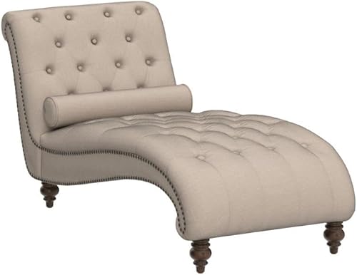 Miniatura 5 de Rosevera Leavitt - Silla tapizada de poliéster con botones y almohada de lanzamiento para dormitorio interior estándar color beige perla