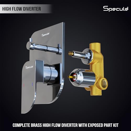 Image of Alive, Brass Concealed Body High Flow | Diverter with Exposed Part Kit | Chrome Finish Bathroom Shower System | Durable Bathroom Mixer for Modern Bath Fittings