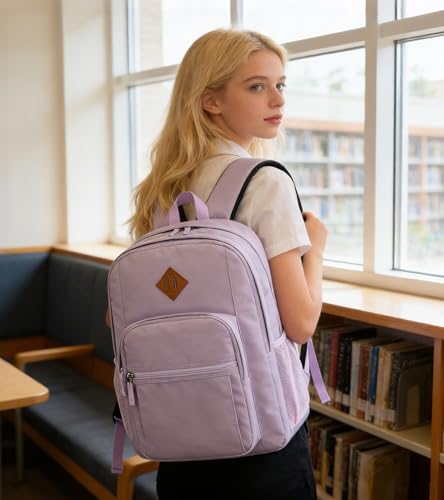 Image of abshoo Girls Solid Color Backpack For College Women Water Resistant School Bag (Lavender Purple)