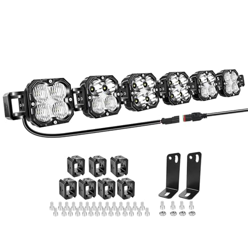 Willpower 40 inch 180W Straight Curved Adjustable & Linkable LED Light Bar with Wiring Spot Flood Beam Off Road 4X4 Driving Fog Lights for 12V 24V Vehicle 4WD Car ATV UTV SUV Truck Tractor Trailer