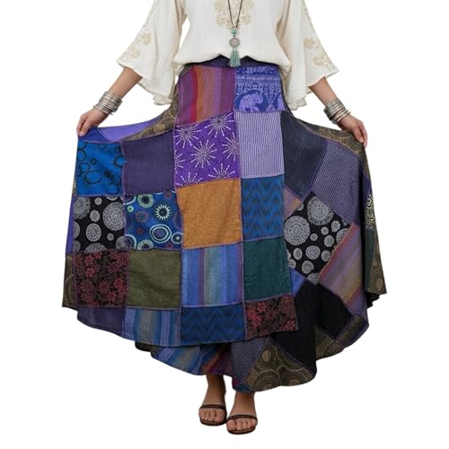 Image of Agan Boho Maxi Wrap Skirt for Women, Tie Dye Cotton Long Flowy Summer Skirt