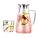 Generic Brands Brocca in vetro da 1800 ml, teiera per tè e ghiaccio, ideale per tè, vino, caffè, latte e succo di frutta, bottiglia da cucina, camera da letto, teiera in vetro