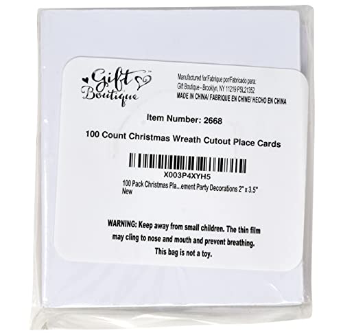 Pacote com 100 cartões de natal para lugares de Natal, cartões de nome para assentos de Natal, corte