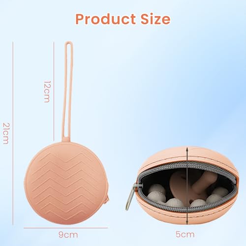 Image of SNOWIE SOFT Portable Baby Pacifier Holder Case with Handstrap, BFA Free Silicone Pouch Pacifier Case Organizer Storage Bag, Travel Pacifier Storage Pouch Waterproof Dustproof Baby Pacifiers Newborn