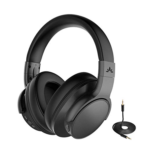 Avantree [Upgraded] Casque Bluetooth à Réduction Active de Bruit pour Voyage Avion Fauchage, Écouteurs sans Fil et Filaire, ANC Circum Auriculaire à Micro, Low Latency Hi-FI pour TV PC Smartphones