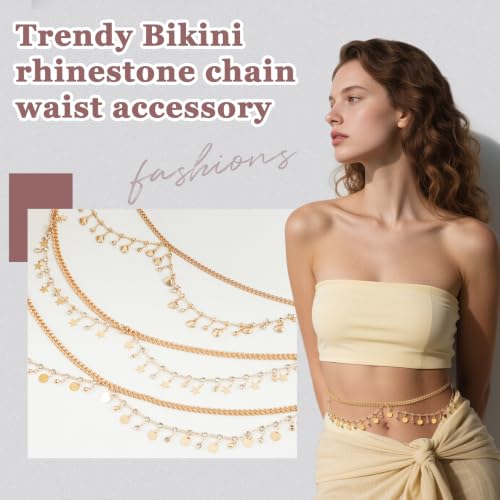 DOCILA Rhinestone Belt Cowboy Chain Hat Band Women Gold Star/Coins/Shell Cowgirl Dress Waist Metal Belt Festival Parties Costume Accessories - image 5