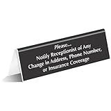 SmartSign 'Notify Receptionist Of Any Change In Address/Number/Insurance Coverage' Counter Sign, 2