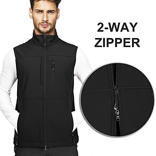 33,000ft Weste Herren Outdoor Wasserdichte Softshell Ärmellose Jacke Bodywarmer Fleece Weste Full Zipp Softshellweste Schwarz L