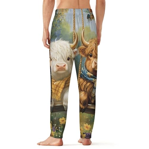 Highland Cow Mens Pajama Pants Soft Lounge Pants Pj Bottoms with Pockets3