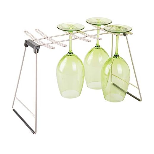 iDesign 57045 InterDesign Classico Free Standing Wine Drying Rack for Kitchen Countertops-Holds 6 Glasses, Satin