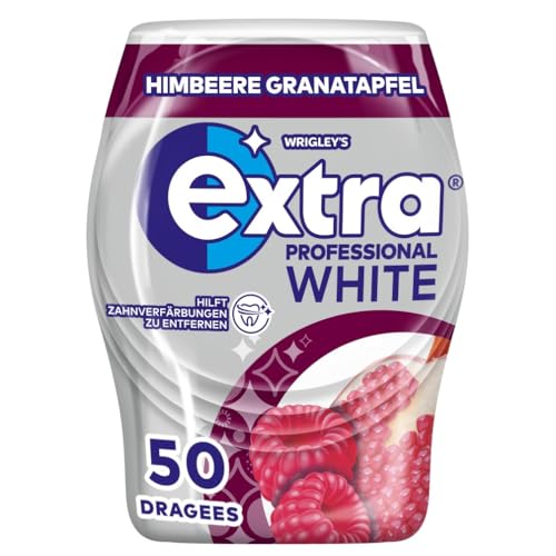 Extra Professional Kaugummi Zuckerfrei, White Granatapfel, 50 Dragees, Großpackung Chewing Gum, Xylitol Kaugummi ohne Zucke mit Granatapfelgeschmack Minz Frische (50 Dragees)