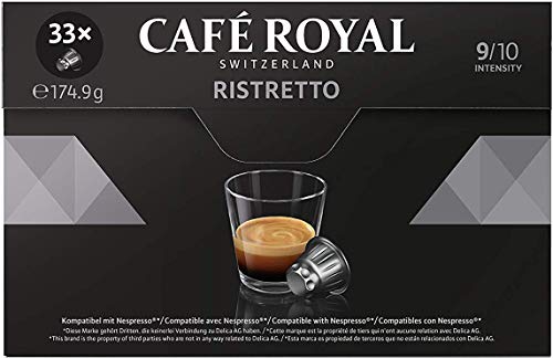 Café Royal Ristretto 33 Coffee Pods, Capsules Compatible with The Nespresso (R)* System, Intensity 9/10