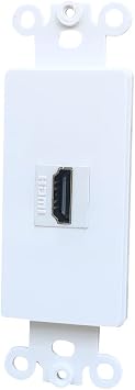1 Port HDMI Decorator Wall Plate Insert - 4K/8K HDMI Keystone Jack Insert Cover Plate Female to Female for Midsize/Oversize Decorator Faceplate - White