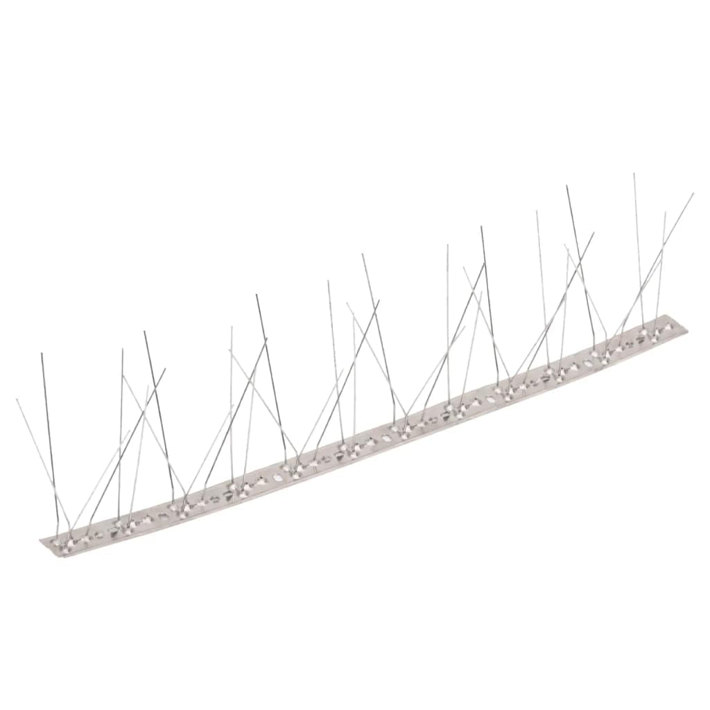 vidaXL Juego de pinchos de acero inoxidable para pájaros y palomas – 5 filas, juego de 40, 20 m de longitud total, resistente a la intemperie, humano y fácil de instalar, control de plagas para