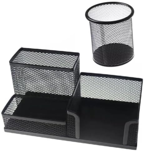 Kit Organizador De Mesa Escritório + Porta Caneta Lapis Metal Ara...