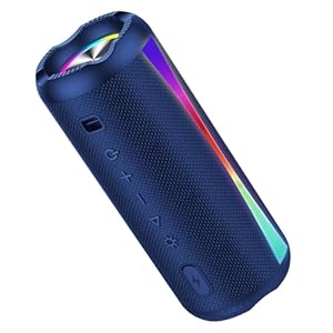 Bluetooth speaker wireless, 30w portable Bluetooth 5.4 speaker with Deep Bass, 20H Playtime, TWS Pairing, Built-in microphone, IPX7 Waterproof Outdoor Speaker with RGB Lights for Outdoor, Gifts, Blue