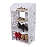 Rjrjc 40 x 23 x 71 cm, biały, 4-poziomowy stojak na buty, organizer do salonu, sypialni, biura, korytarza, wykonany z materiału WPC
