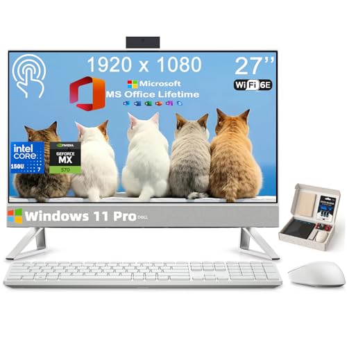 Image of Dell Inspiron 7730 All in One Desktop Computer- 27-inch FHD Touchscreen Display, Intel Core 7-150U GPU, NVIDIA GeForce MX570A GDDR6, Intel AI Boost, Win 11 Pro & Office Lifetime (64GB RAM | 4TB SSD)