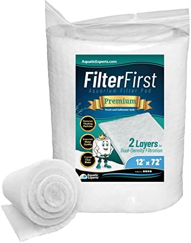 Aquatic Experts Aquarium Filter Pad, FilterFirst Aquarium Filter Media Roll for Crystal Clear Water - Aquarium Filter Floss for Fish Tank Filters - 12" x 72" x .75" to 1" Thick