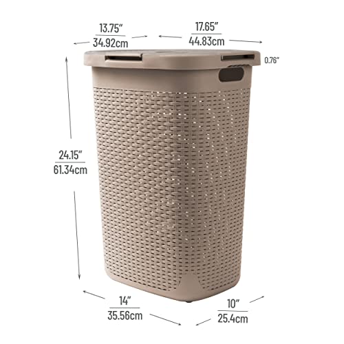 Mind Reader 60 Liter Hamper With Cutout Handles, Washing Bin, Dirty Clothes Storage, Bathroom, Bedroom, Closet, Brown Metallic #TOP2