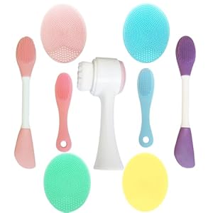 9-in-1 Face Scrubber Face Cleaning Brushes Super Soft Silicone Face Cleanser Brush and Facial Cleansing Massager Brush Face Cleansing Brush Set